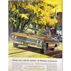 Oldsmobile Convertible "When you call for action-a Rocket answers! Print Ad 1963